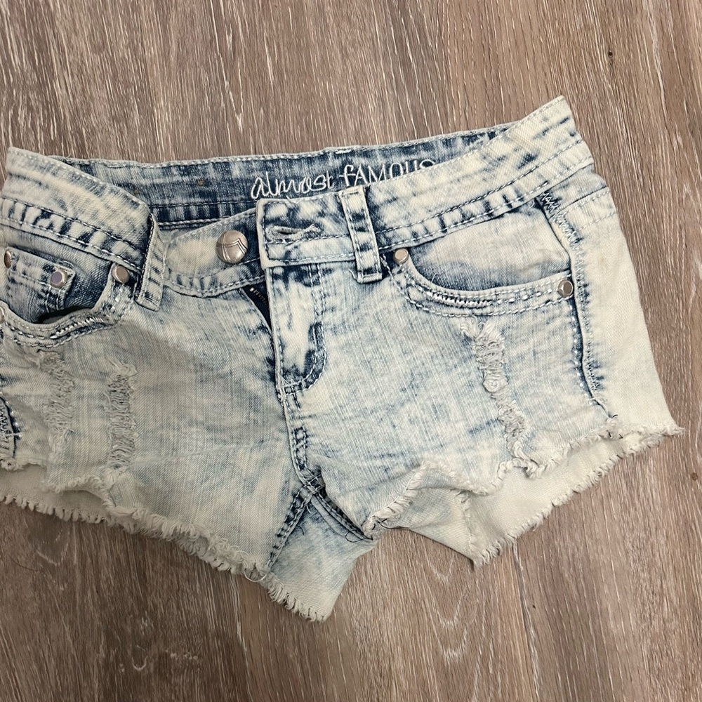 Almost Famous Light Blue Jean Shorts are a junior size 1. - Picture 7 of 10